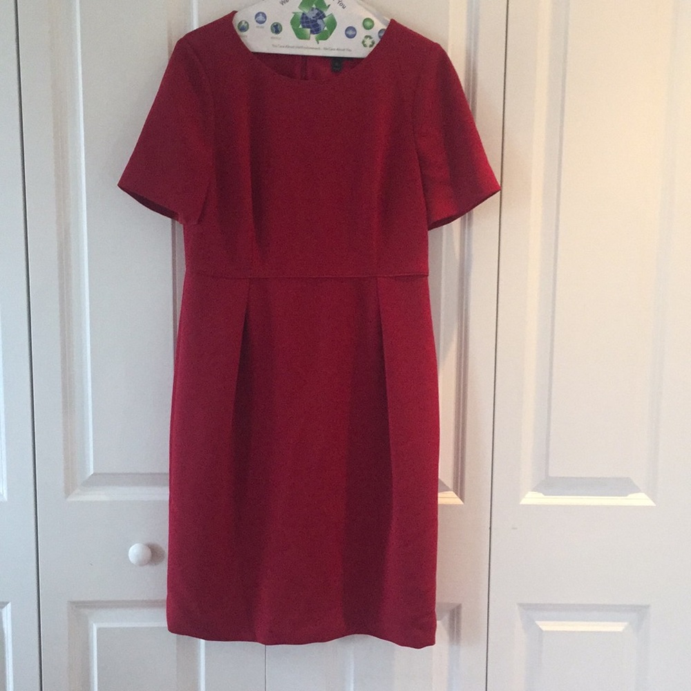 J crew, red dress, short sleeves